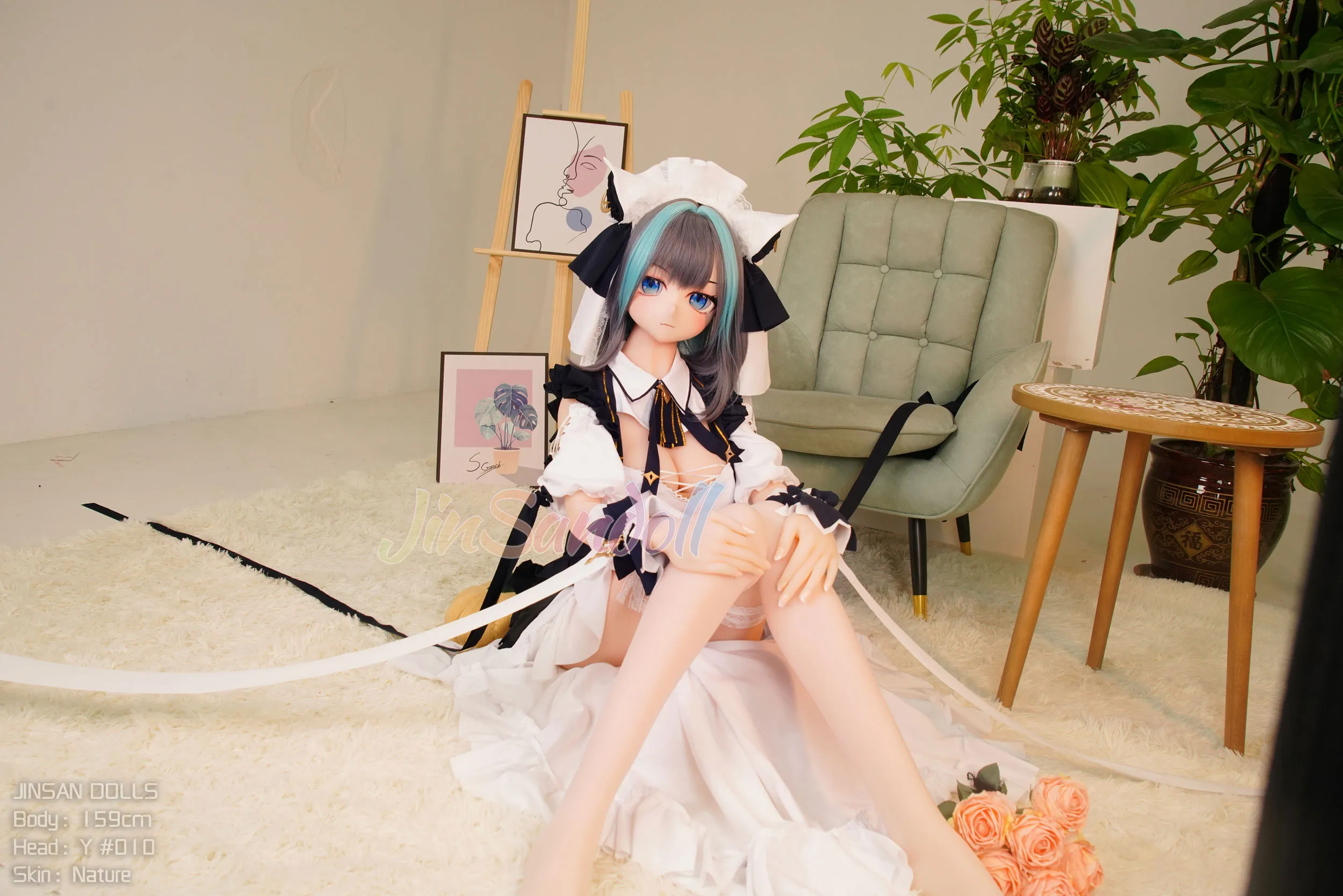 159cm (5ft3) Bonnet H Poupée réaliste style anime PVC et S-TPE Poupée sexuelle Tête #Y010